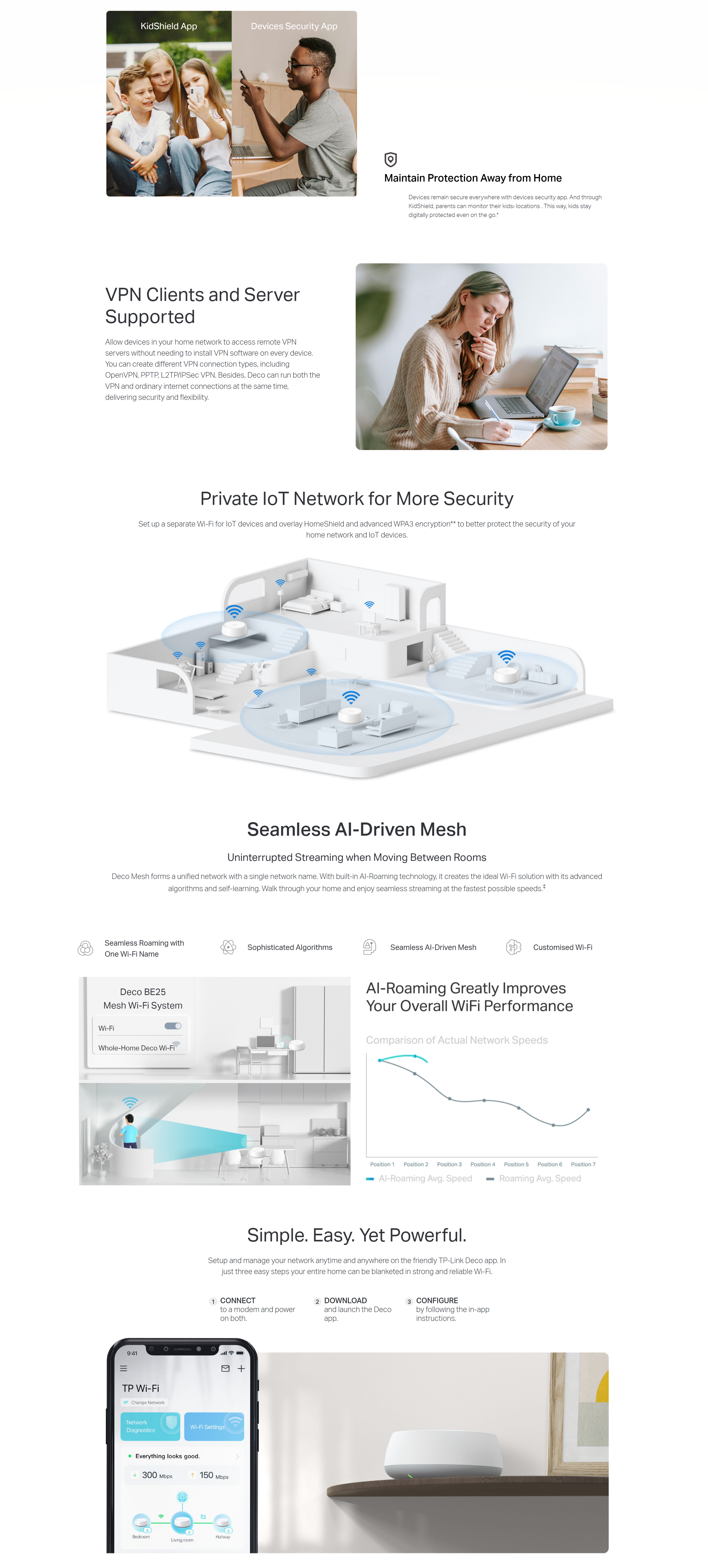 A large marketing image providing additional information about the product TP-Link Deco BE25 - BE5000 Wi-Fi 7 Dual-Band Mesh System (3 Pack) - Additional alt info not provided